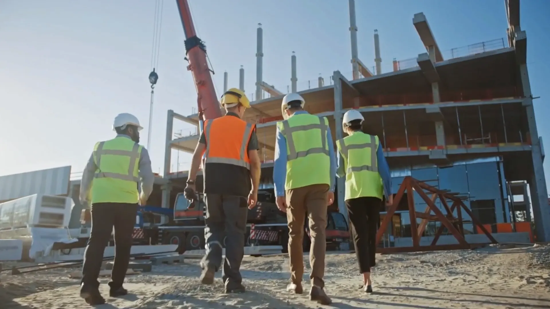 Équipe sur un chantier de construction